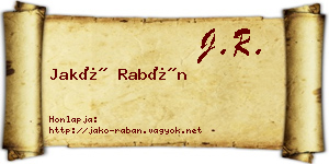 Jakó Rabán névjegykártya